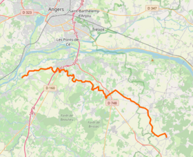 Carte du cours de l'Aubance.