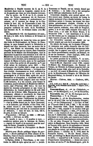 Dictionnaire Célestin Port de 1878, page 611.