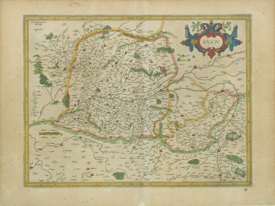 Carte du duché d'Anjou en 1585.