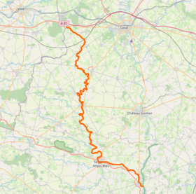 Carte du cours de l'Oudon.