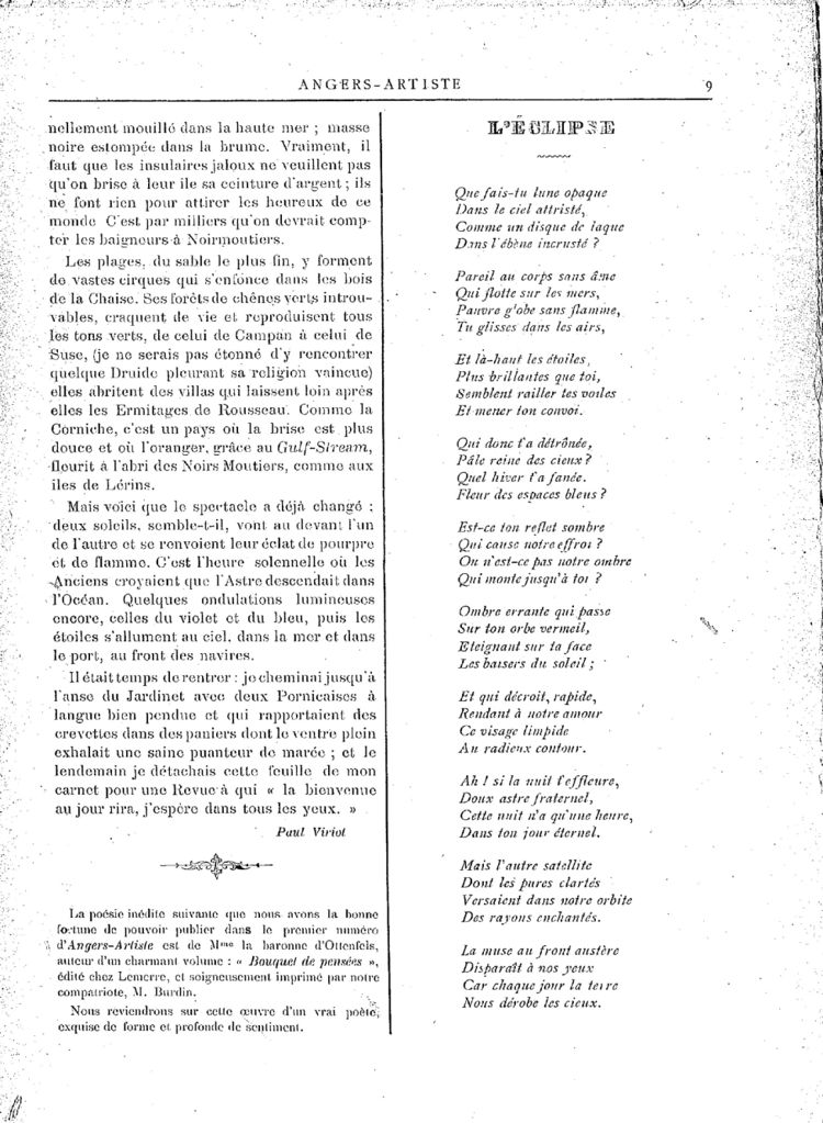 Page 9 du périodique Angers Artiste du 6 octobre 1888.