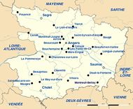 Carte représentant les anciennes administrations et intercommunalités de Maine-et-Loire