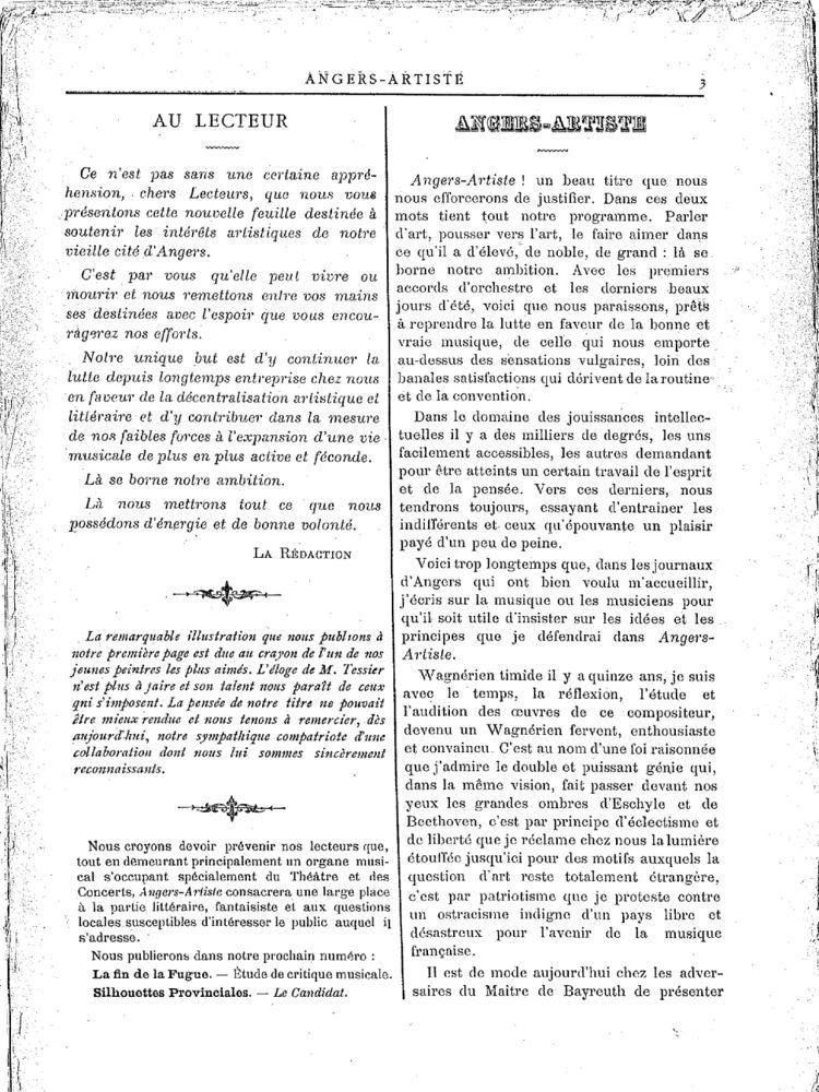 Page 3 du périodique Angers Artiste du 6 octobre 1888.