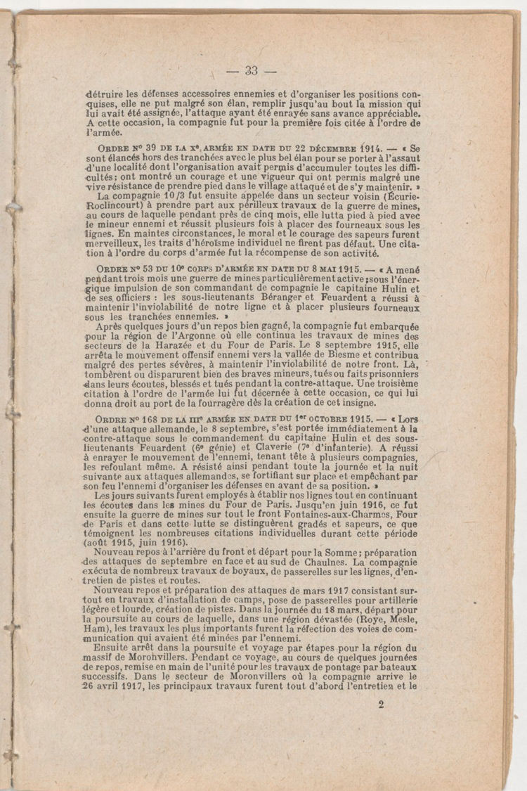 Page 33 de Historique du 6e régiment du génie - Guerre 1914 1918.