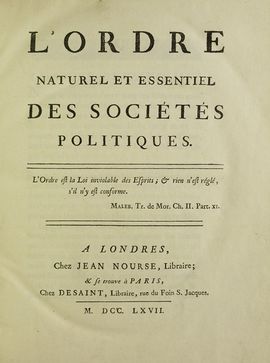 Ordre naturel et essentiel des sociétés politiques.