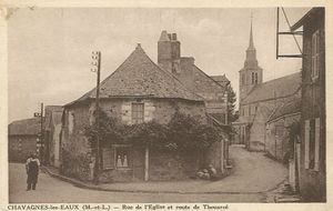 Carte postale ancienne, le bourg de Chavagnes.