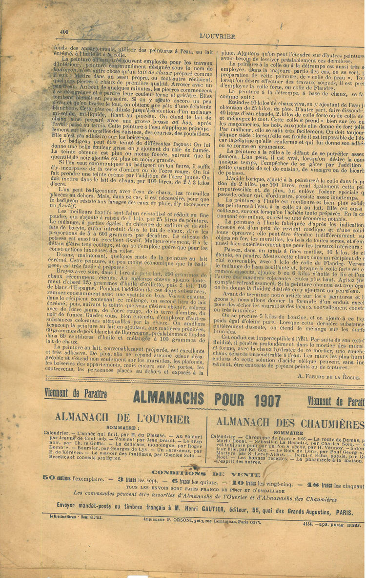 Page 8 du journal L'ouvrier du 20 octobre 1906.