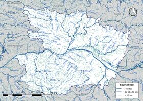 Carte des cours d'eau de Maine-et-Loire.