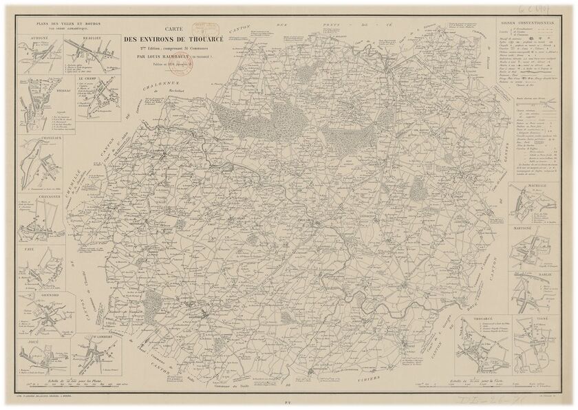 Carte des environs de Thouarcé en 1875.