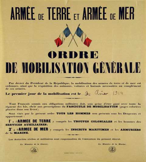 Affiche de l'ordre de mobilisation générale d'août 1914.