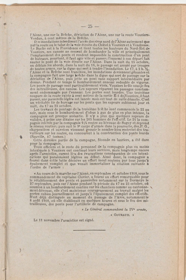 Page 25 de Historique du 6e régiment du génie - Guerre 1914 1918.