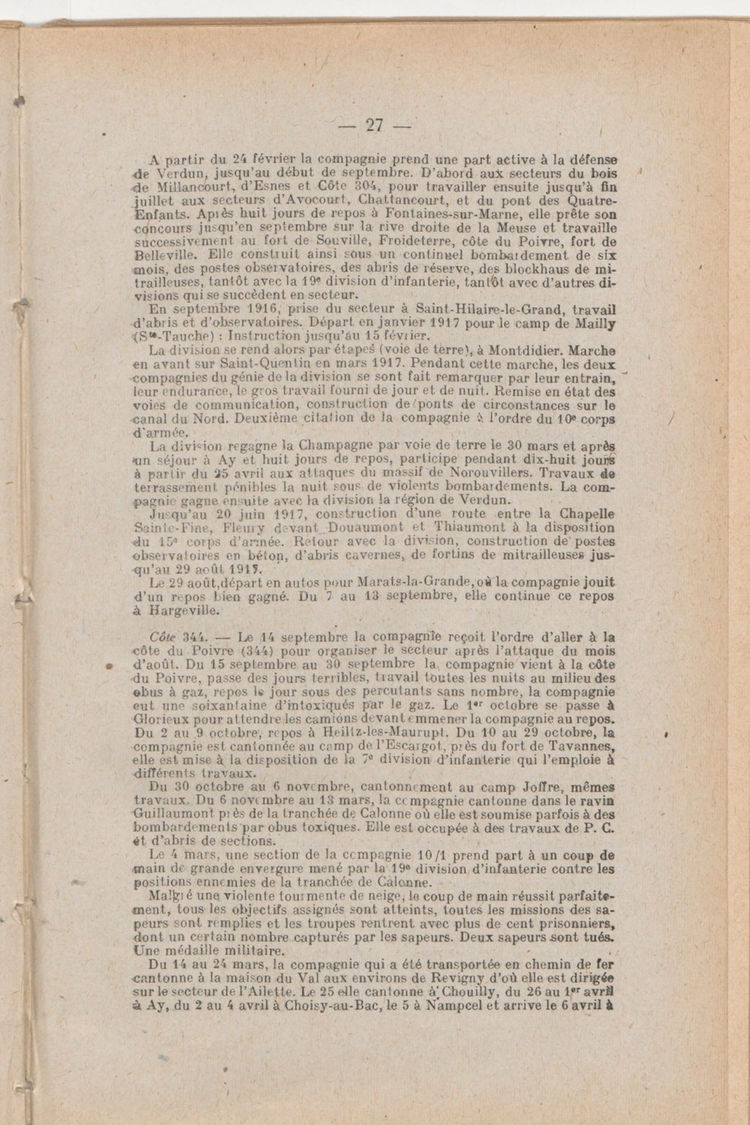 Page 27 de Historique du 6e régiment du génie - Guerre 1914 1918.
