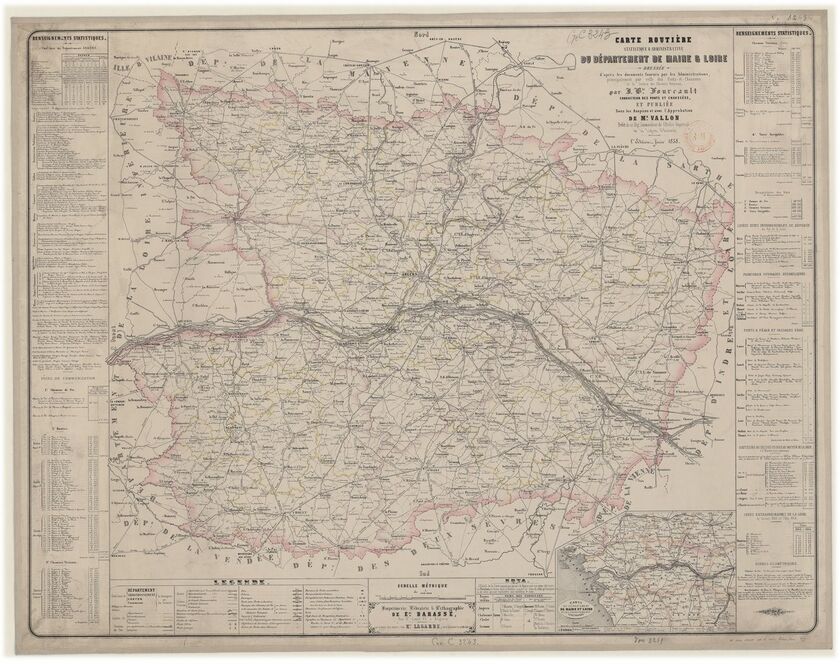 Carte routière en 1858.