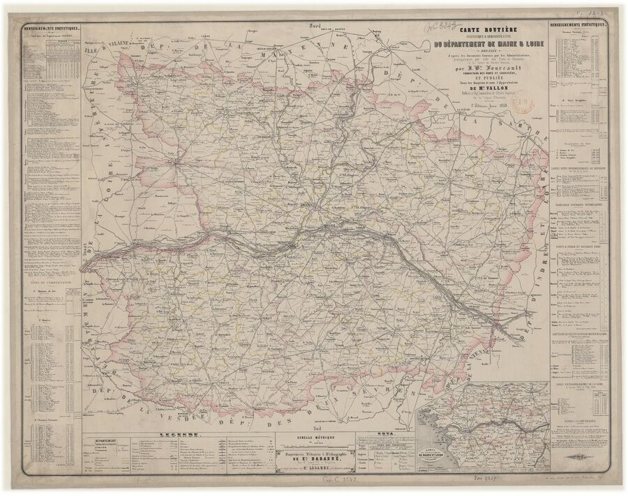 Carte routière en 1858.