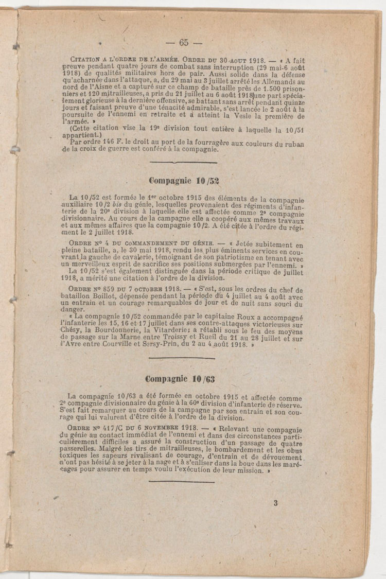 Page 65 de Historique du 6e régiment du génie - Guerre 1914 1918.
