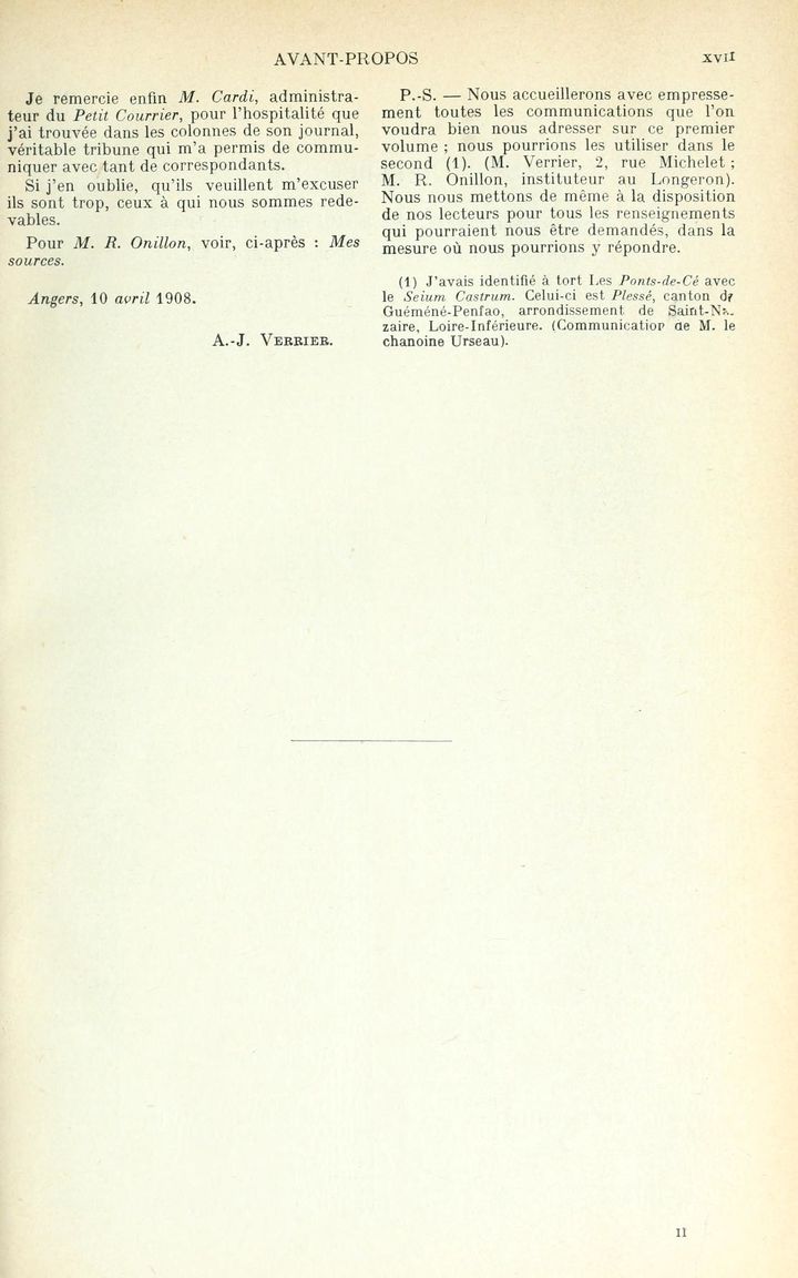 Page XVII du 1er volume du glossaire.
