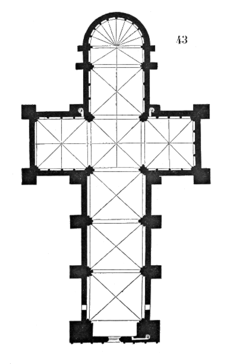 Plan de la nef de la cathédrale d'Angers (XIIe siècle).