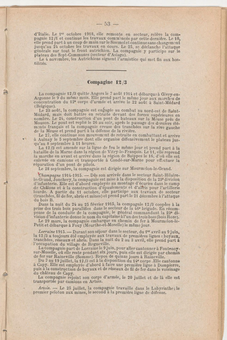 Page 53 de Historique du 6e régiment du génie - Guerre 1914 1918.