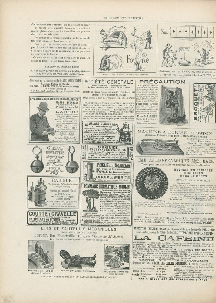 Page 4 du Supplément illustré du Journal de Cholet du 4 janvier 1891.