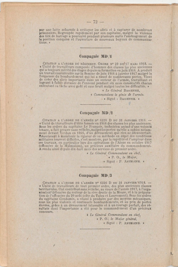 Page 72 de Historique du 6e régiment du génie - Guerre 1914 1918.