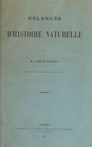 Couverture Mélanges d'histoire naturelle.