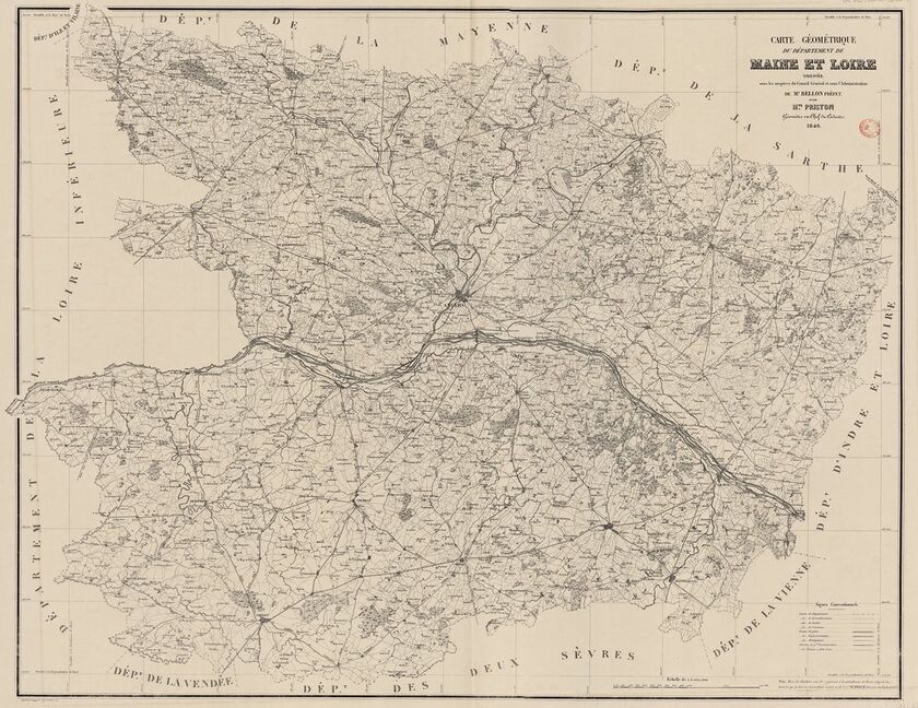 Carte géométrique du département de Maine-et-Loire d'Hippolyte Priston.