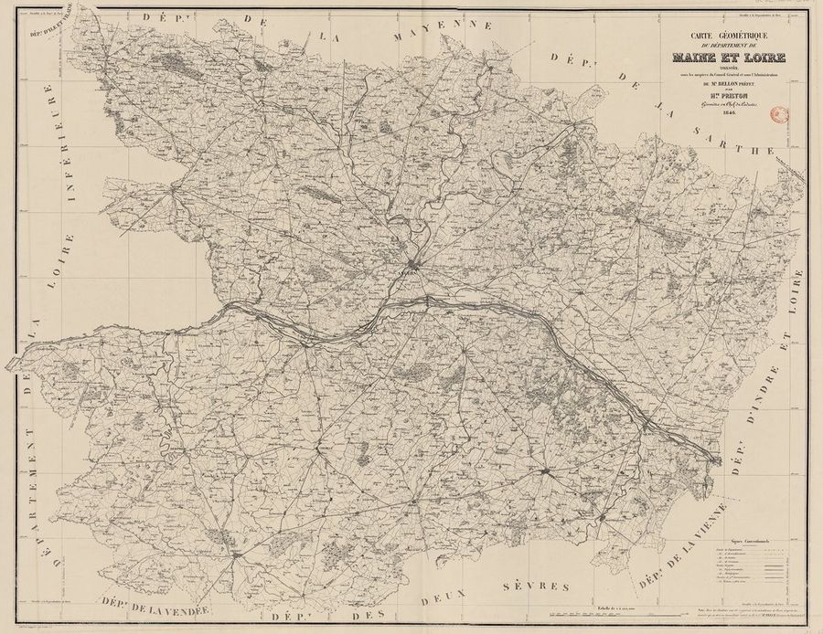 Carte géométrique du département de Maine et Loire d'Hippolyte Priston.