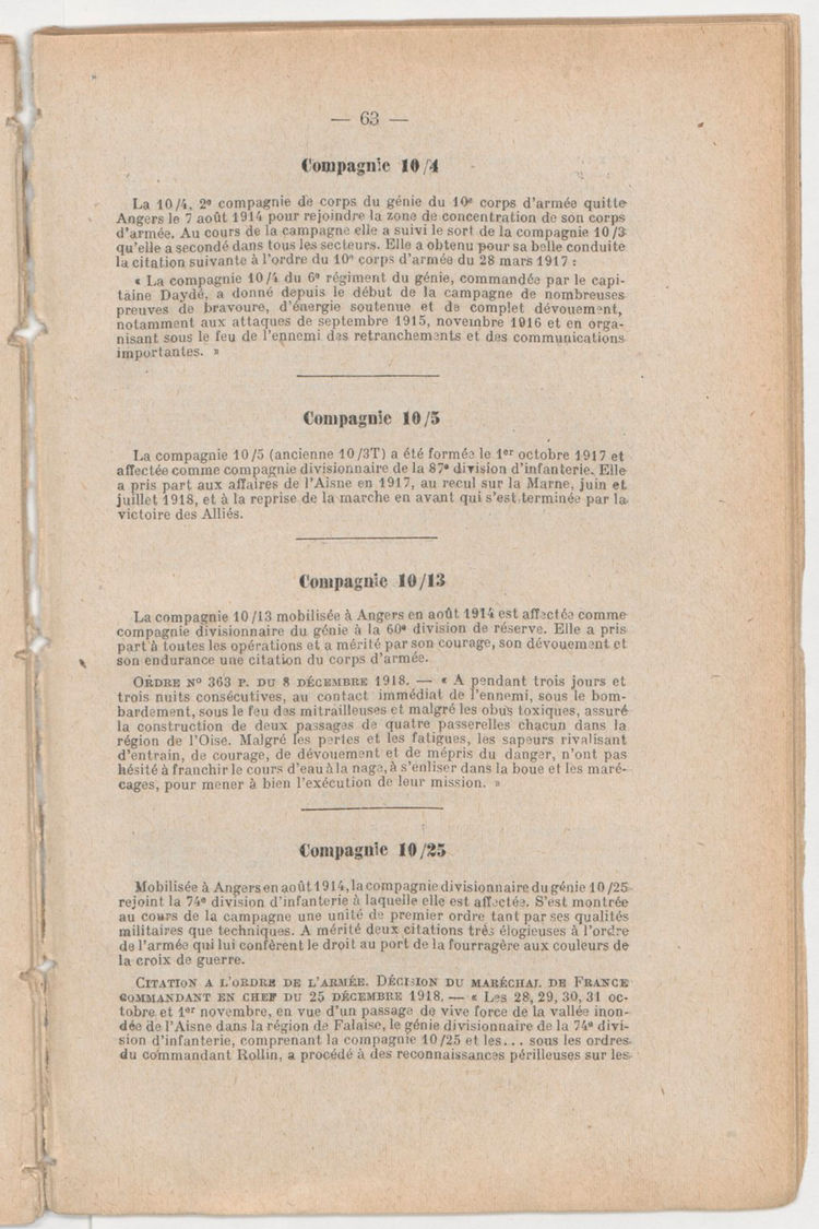 Page 63 de Historique du 6e régiment du génie - Guerre 1914 1918.