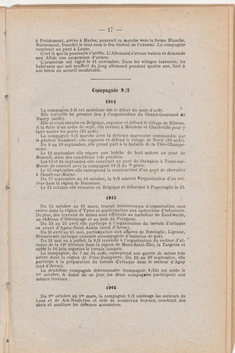 Page 17 de Historique du 6e régiment du génie - Guerre 1914 1918.