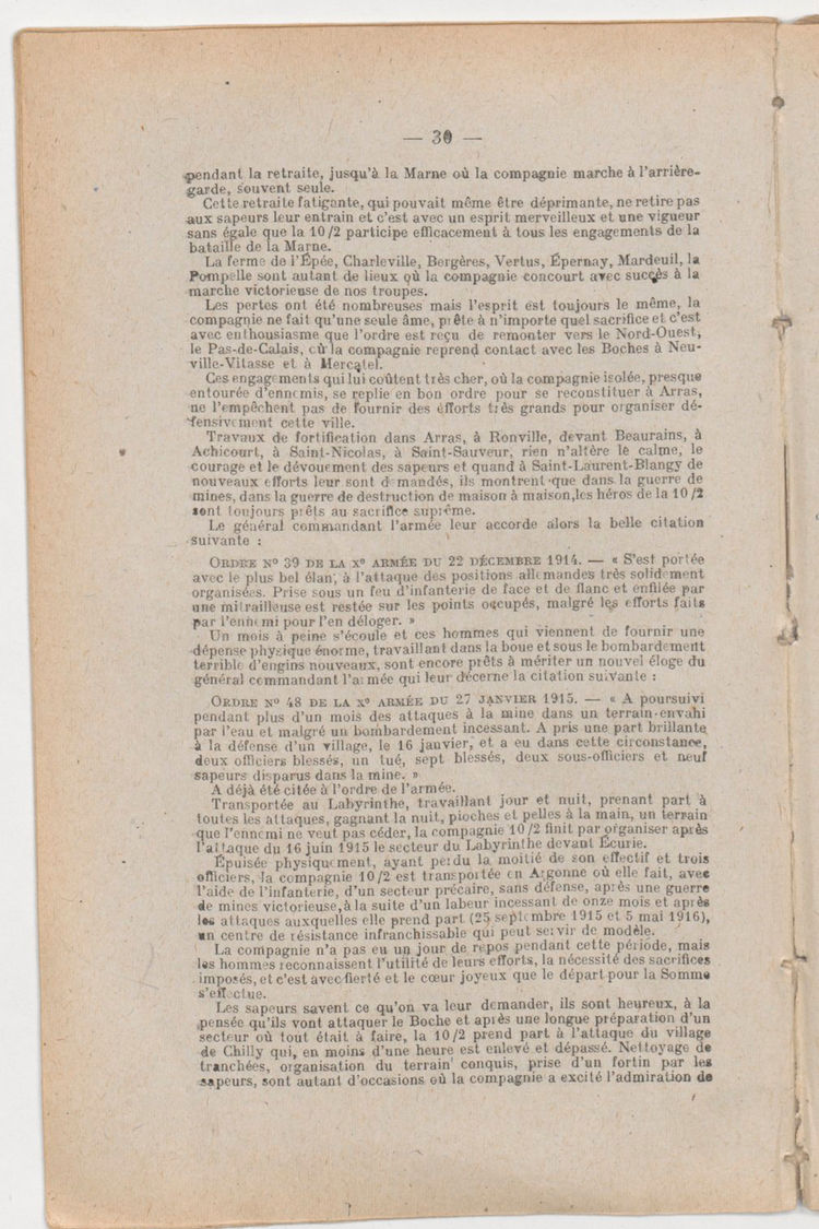 Page 30 de Historique du 6e régiment du génie - Guerre 1914 1918.