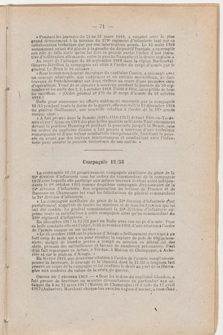 Page 71 de Historique du 6e régiment du génie - Guerre 1914 1918.