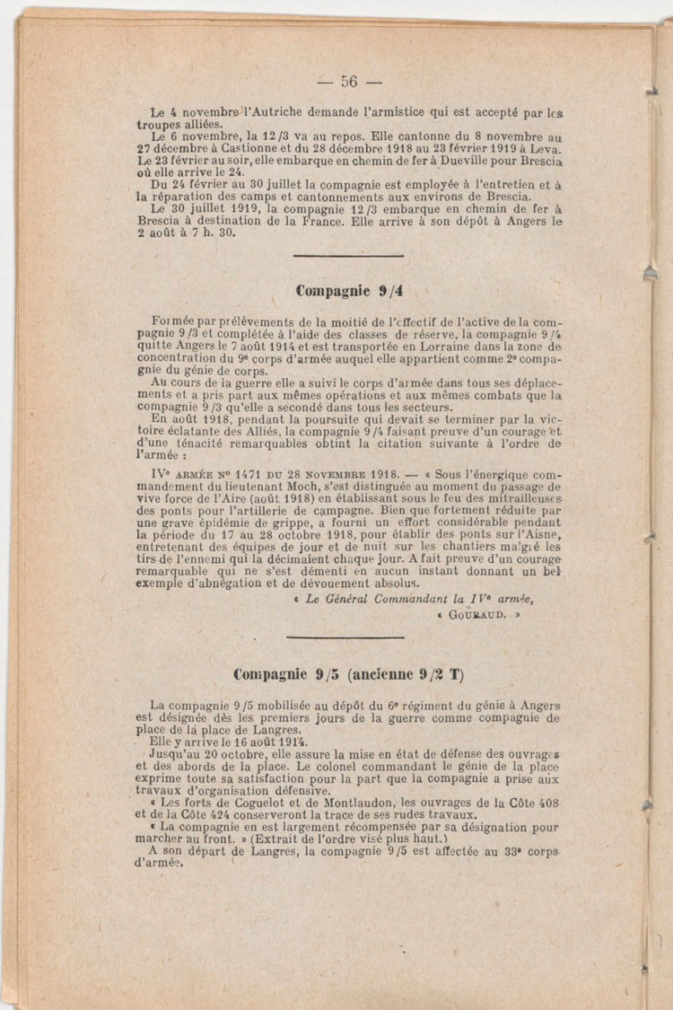 Page 56 de Historique du 6e régiment du génie - Guerre 1914 1918.
