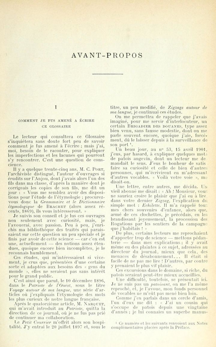 Page IX du 1er volume du glossaire.