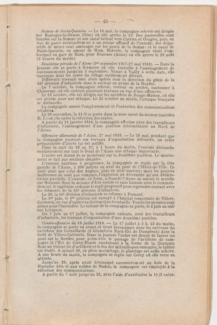 Page 45 de Historique du 6e régiment du génie - Guerre 1914 1918.