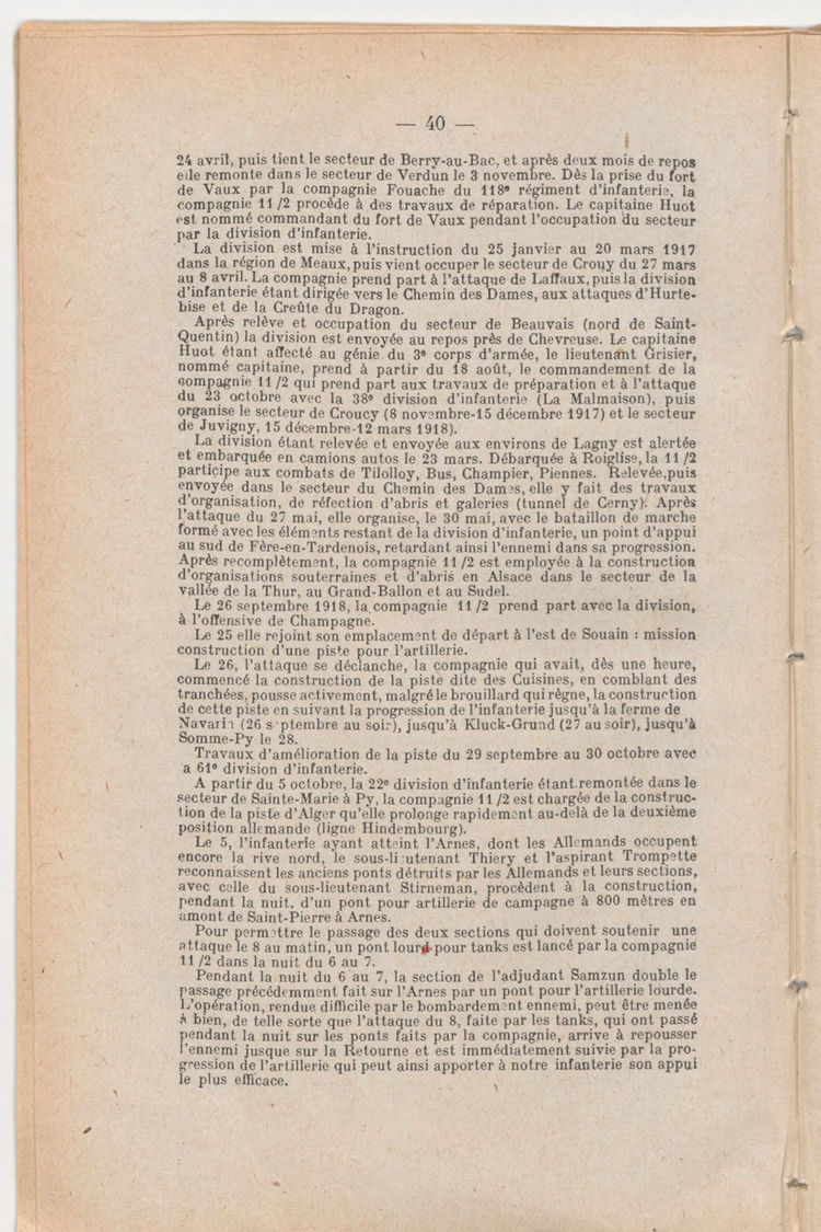 Page 40 de Historique du 6e régiment du génie - Guerre 1914 1918.